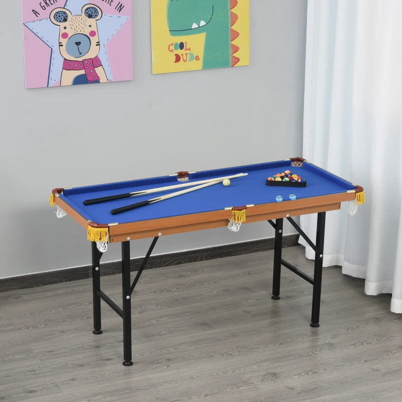 HOMCOM Billardtisch Klappbar Mini Billiard Tisch mit 2 Queues 16 Bällen Kreide Dreieck, Zubehör 140 x 63 x 75 cm