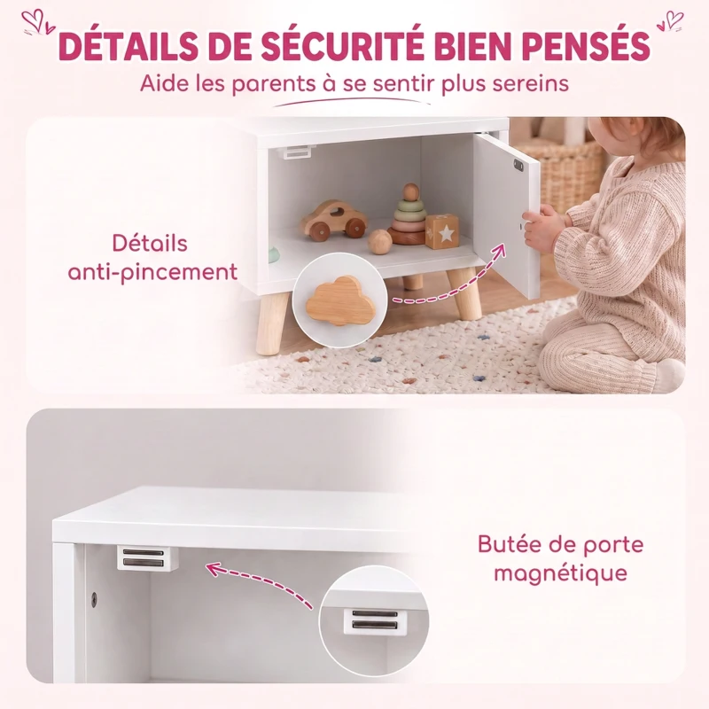 AIYAPLAY Table de Chevet Enfant avec Tiroir, Poignée en Forme de Nuage, pour Chambre d'Enfant, 34 x 31 x 25 cm, Blanc