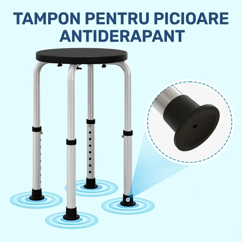 Homcom Scaun Dus – Reglabil, Antialunecare, Alb