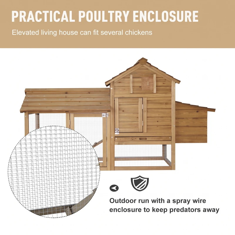 PawHut Small Chicken Coop with Nesting Box & Run, Hen House Poultry Coops Cages for 1-2 Chickens Wood 150.5 x 54 x 87cm