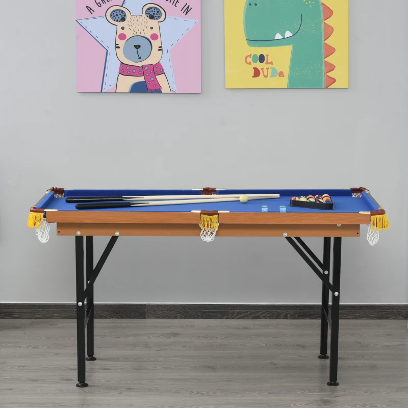 HOMCOM Billardtisch Klappbar Mini Billiard Tisch mit 2 Queues 16 Bällen Kreide Dreieck, Zubehör 140 x 63 x 75 cm
