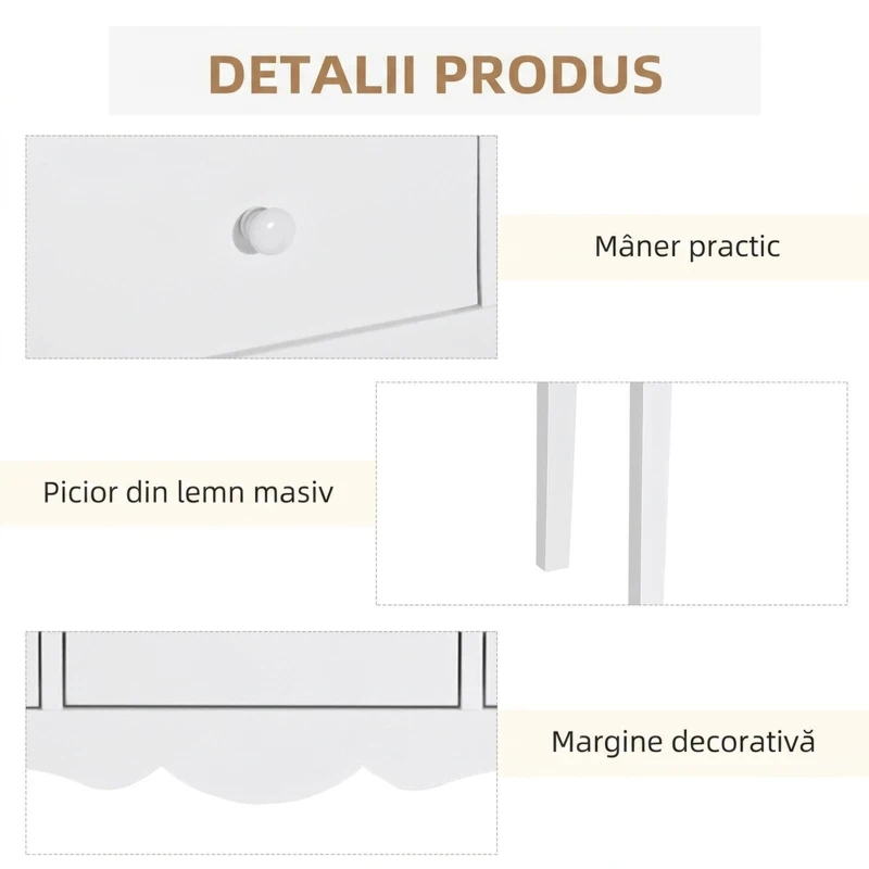 HOMCOM Masă Consolă Modernă de Intrare din MDF cu 3 Sertare, 100x32x85 cm, Alb