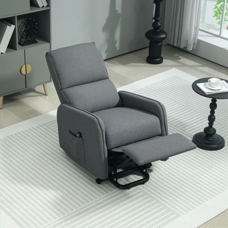 HOMCOM Elektrischer Relax-Sessel mit Aufstehhilfe in Leinenoptik, Fernbedienung, Sitz mit Federn, Fußstütze, Grau