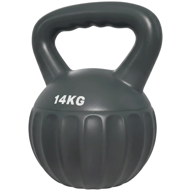 SPORTNOW Kettlebell 14 kg, Haltère avec Poignée Antidérapante, Haltère à Boule, Musculation, Entraînement, pour Gym, Gris
