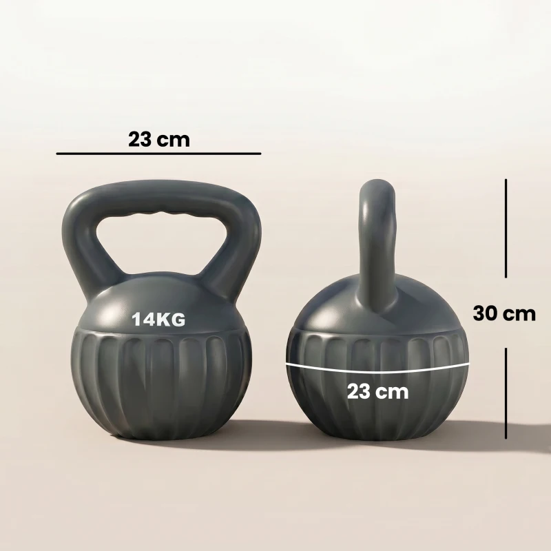 SPORTNOW Kettlebell 14 kg, Haltère avec Poignée Antidérapante, Haltère à Boule, Musculation, Entraînement, pour Gym, Gris