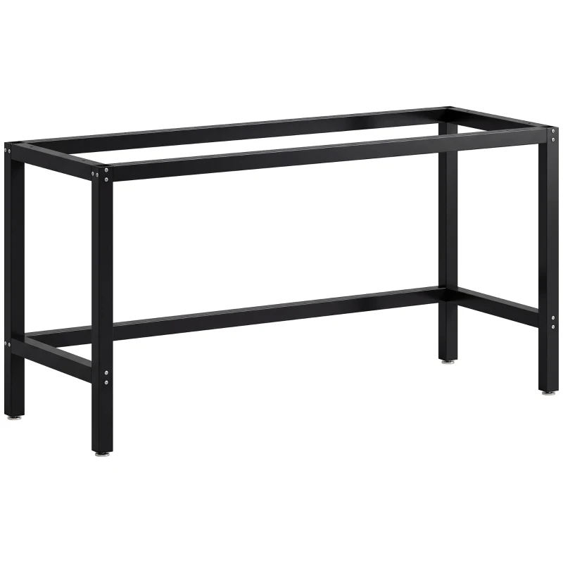 HOMCOM Patas de Mesa de Acero Patas para Muebles Industriales con Almohadillas Ajustables y Tornillos 150x50x81,5 cm Negro