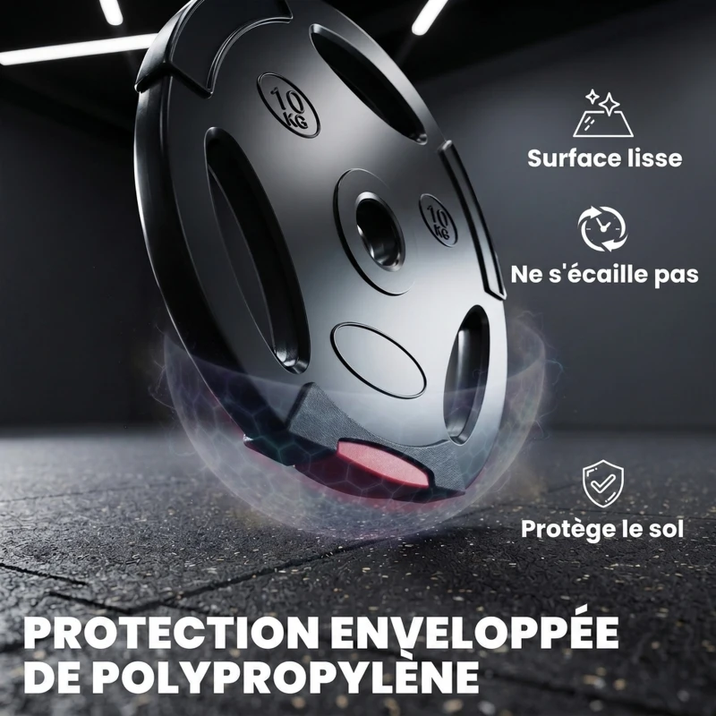 SPORTNOW Disques de Poids, Plaques de Poids 2 x 5 kg et 2 x 10 kg, à Trois Poignées avec Trous de Ø 25 mm, Noir