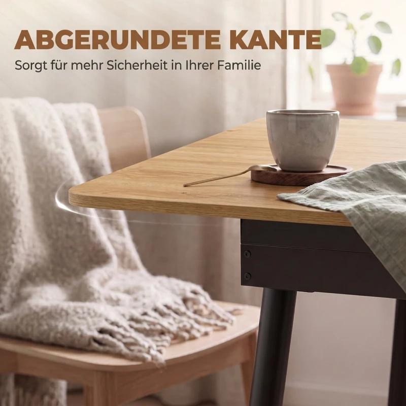 HOMCOM Uitschuifbare Eettafel 130-160 cm, Keukentafel met Afgeronde Hoeken, Eiken