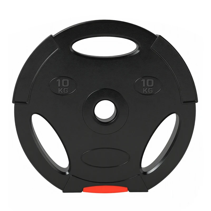 SPORTNOW Disques de Poids, Plaques de Poids 2 x 5 kg et 2 x 10 kg, à Trois Poignées avec Trous de Ø 25 mm, Noir
