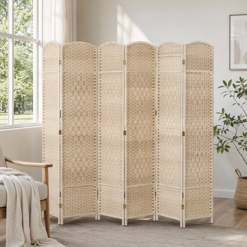 HOMCOM Paravent intérieur en bois 6 panneaux séparateur de pièce pliable pour salon chambre 270 x 180 cm Chêne