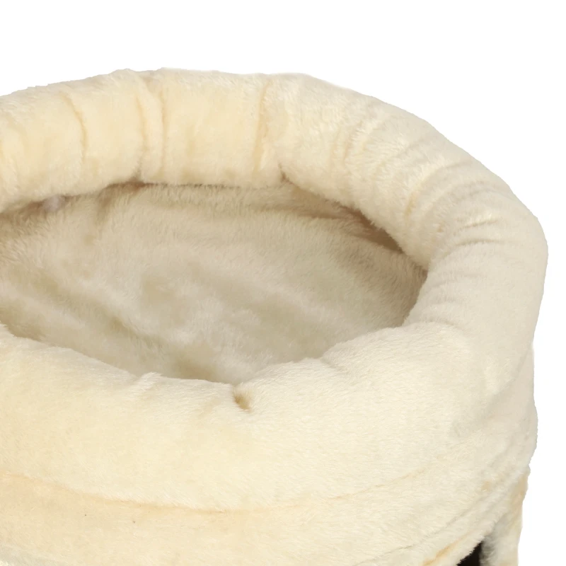 PawHut Krabton voor katten 75 cm hoog, Ø35 cm, 4-laags met 3 kattenholen, afneembaar wasbaar pluche bed en sisal kraboppervlak