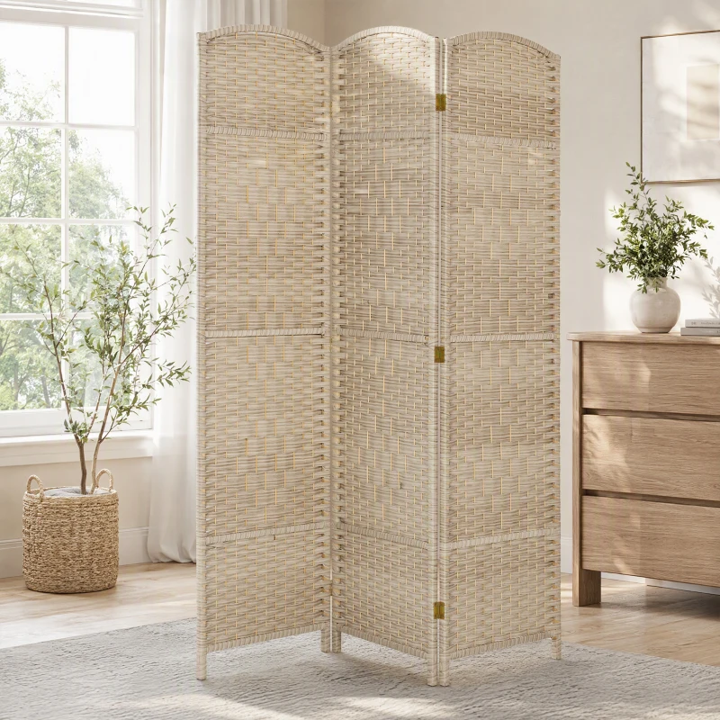 HOMCOM Paravent intérieur en bois 3 panneaux séparateur de pièce pliable pour salon chambre 135 x 180 cm chêne
