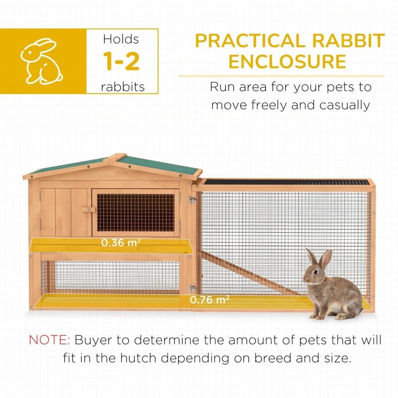 Pawhut Wooden Rabbit Hutch Guinea Pig hutch House 2 Tier with Rabbit Run for Outdoor Garden Backyard, 85 x 24 x 57cm