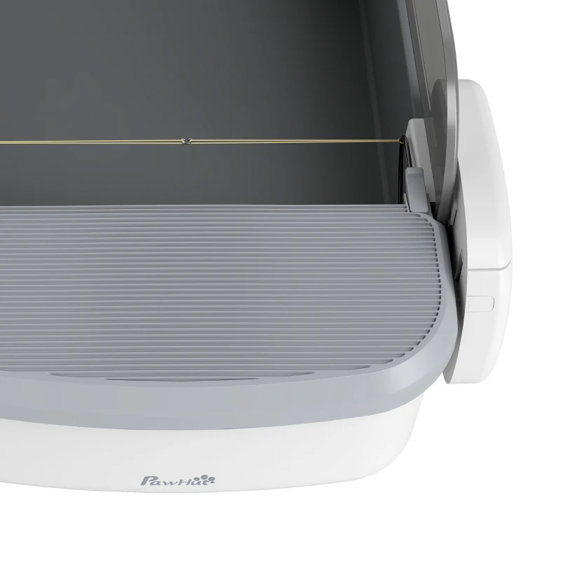 PawHut Self Cleaning Cat Litter Tray, Open-Top Automatic Litter Box with APP Control, Clumping Rake, 10L Waste Bin