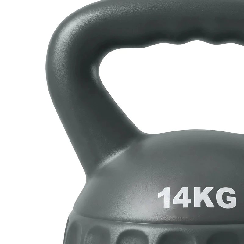 SPORTNOW Kettlebell 14 kg, Haltère avec Poignée Antidérapante, Haltère à Boule, Musculation, Entraînement, pour Gym, Gris