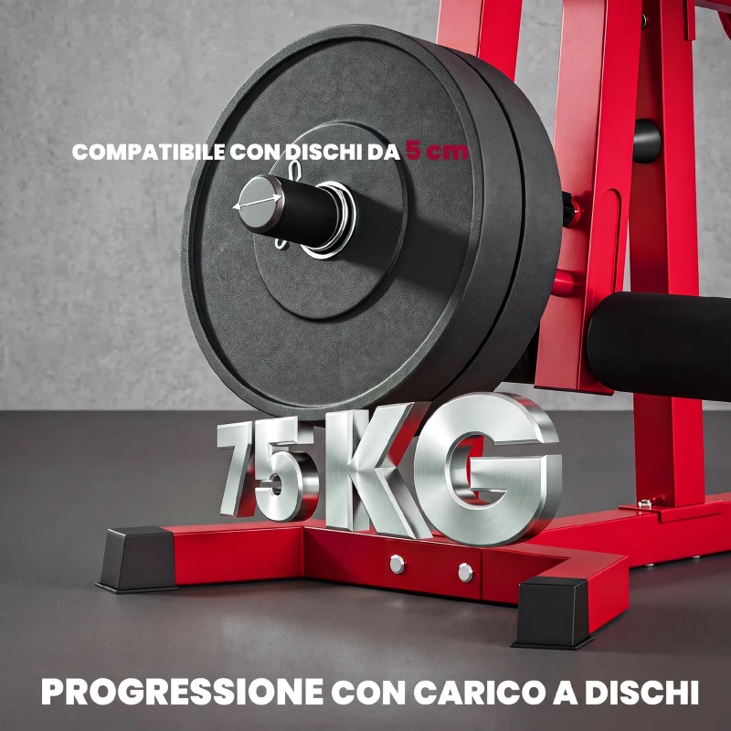 SPORTNOW Leg Extension e Curl 3 in 1, 300kg, Rosso Nero