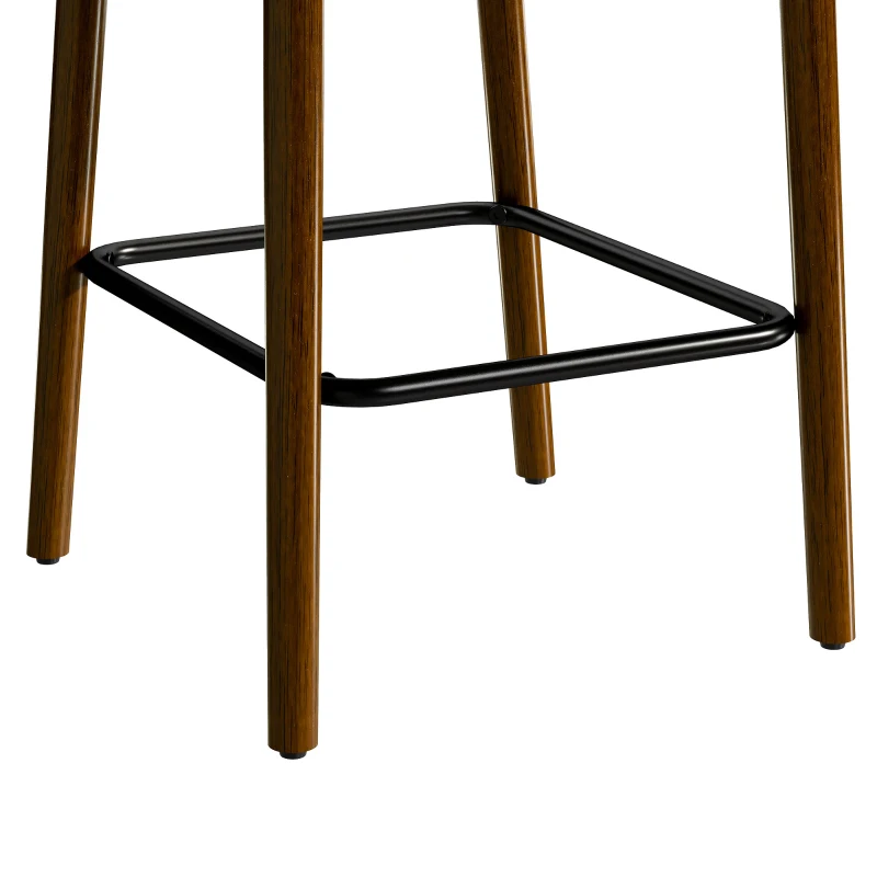 HOMCOM Bar Stools Curved Open Back Padded Seat Footrest Set of 2 for Kitchen Beige