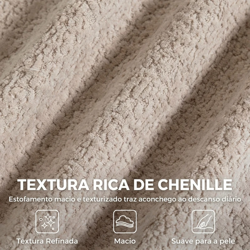 HOMCOM Sofá Modular de 3 Lugares 277 cm em Chenille sem Estrutura, Assento Grosso com Molas, Largo e Profundo, sem Montagem, Bege