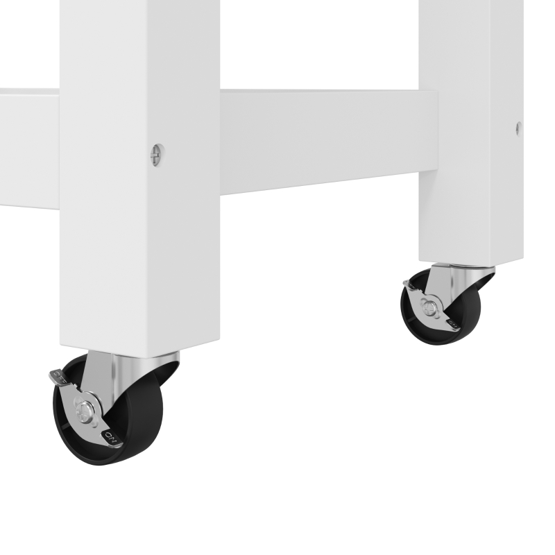HOMCOM Kitchen Trolley Utility Cart on Wheels with Rubberwood Worktop, Towel Rack, Storage Shelves & Drawer for Dining Room