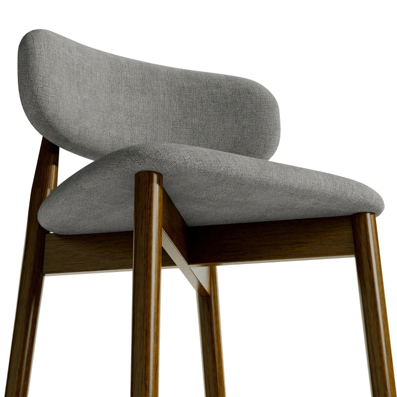 HOMCOM Bar Stools Curved Open Back Padded Seat Footrest Set of 2 for Kitchen Grey