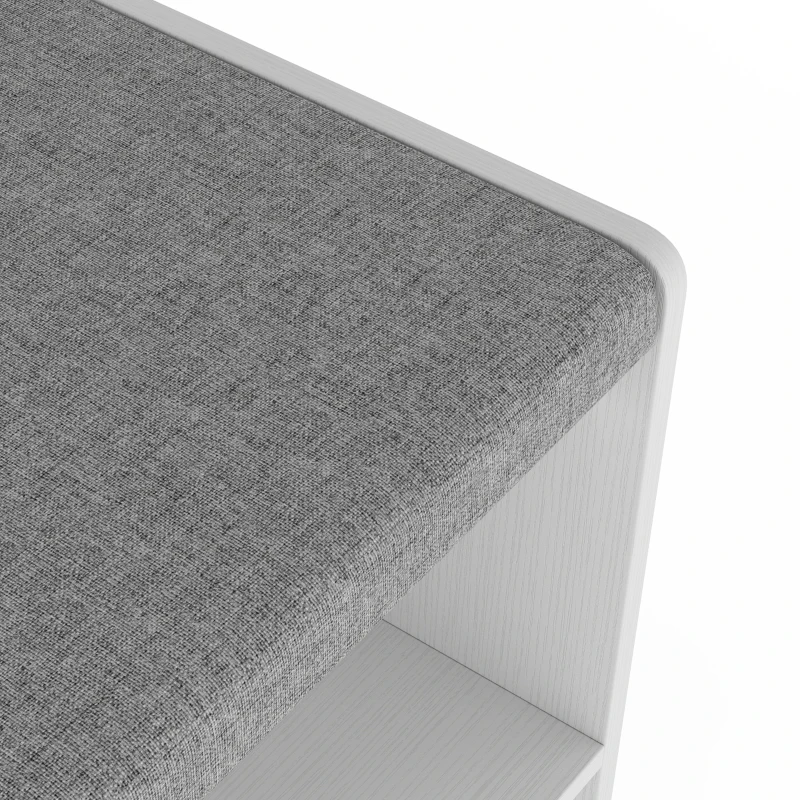 HOMCOM Schoenenbank met zitkussen, lade en open vakken, halbank, 90 x 29,8 x 67,8 cm, wit