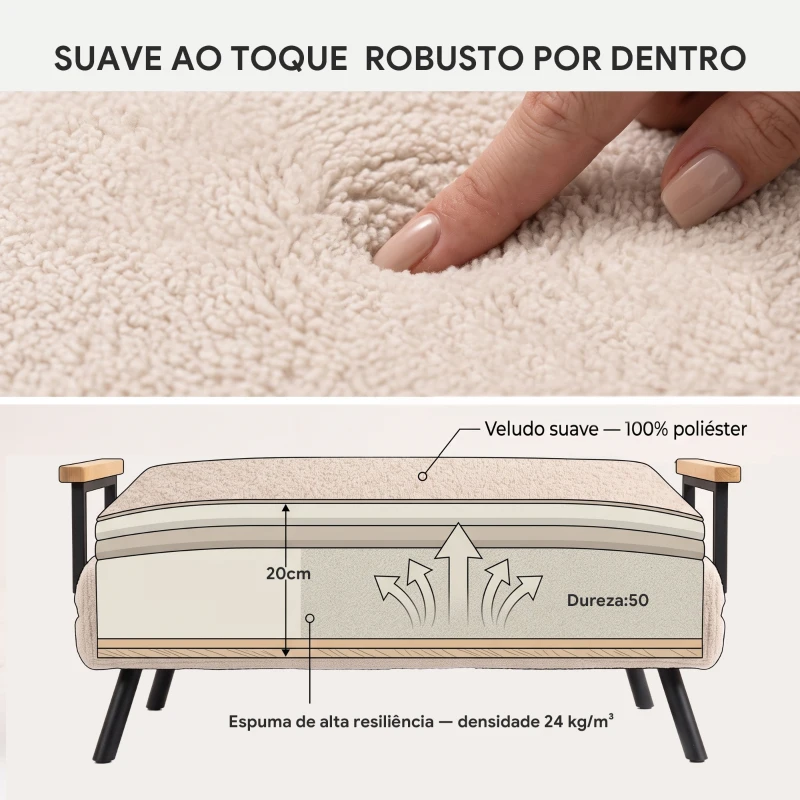 HOMCOM Sofá Cama Convertível 2 Lugares Dobrável com Encosto Ajustável em 5 Níveis e 2 Almofadas 102x73x81 cm Bege Creme