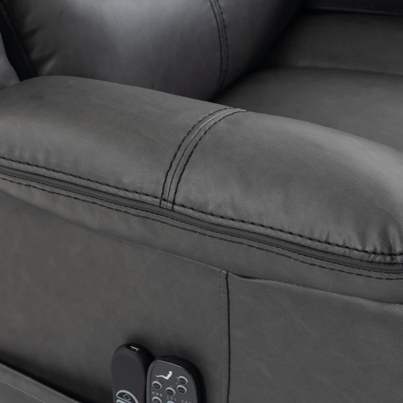 HOMCOM Riser Recliner Chair with Massage and Heat, PU Leather Power Electric Lift Armchair for Elderly, Charcoal Grey