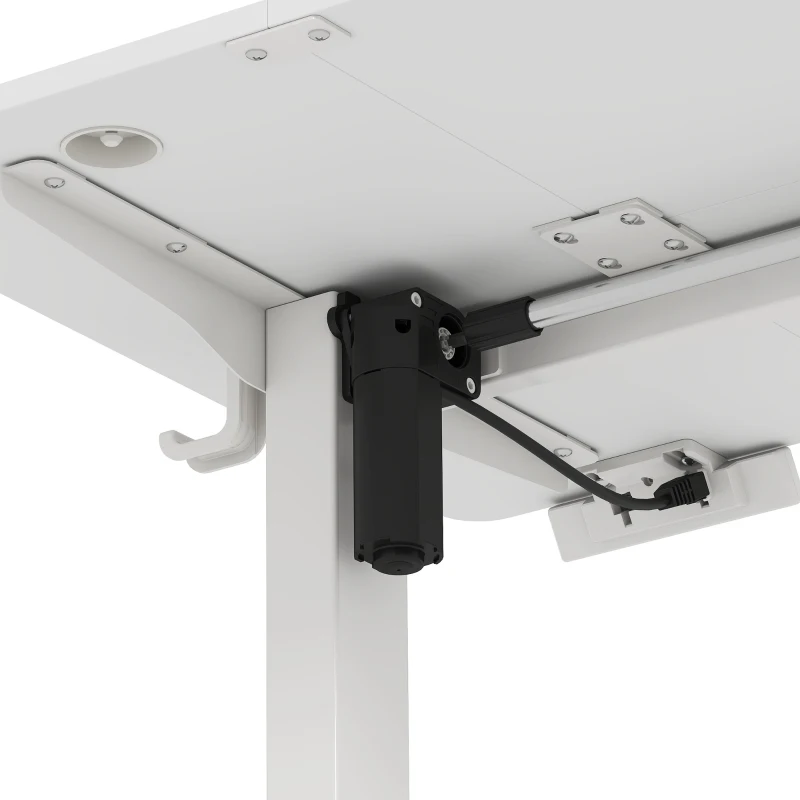 HOMCOM Bureau Assis Debout Électrique 120 x 60 cm avec Écran LCD, Bureau Électrique Réglable en Hauteur avec 3 Mémoires, Blanc