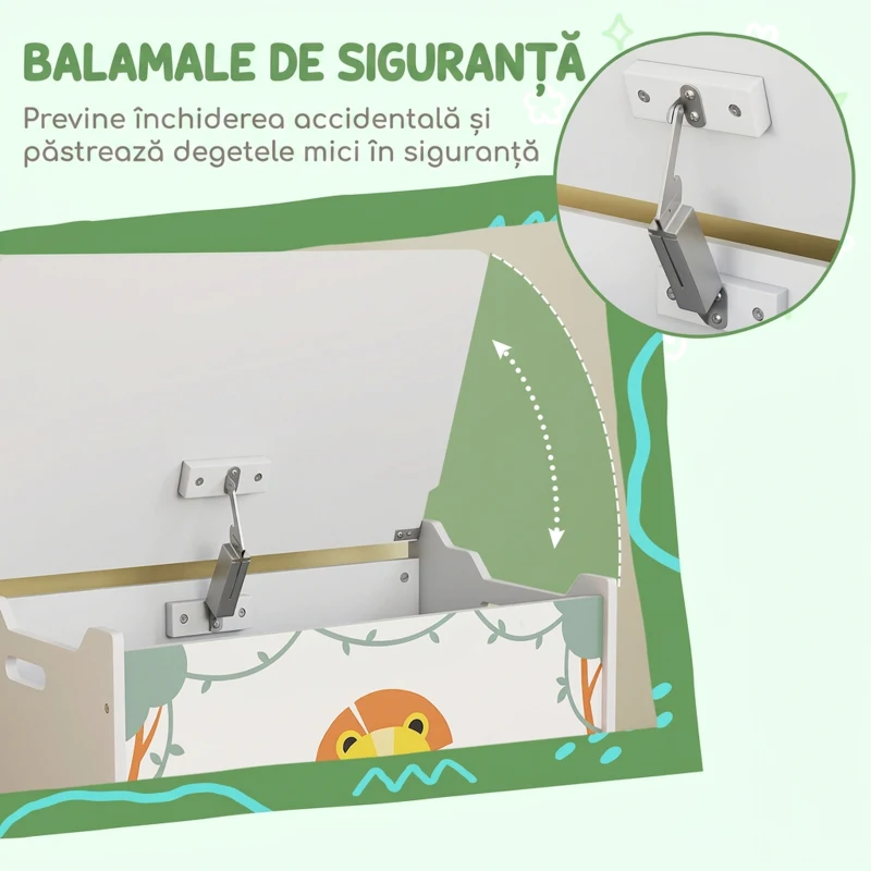 AIYAPLAY Ladă pentru jucării cu capac pentru copii, pentru jucării și haine, 60x37x39 cm, verde