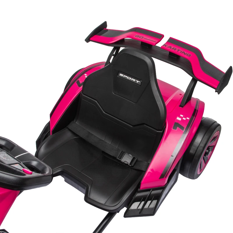 AIYAPLAY 24V Electric Go Kart for Kids 6-12 Years with Drift Mode, Adjustable Seat, 3 Speed, Slow Start, Pink