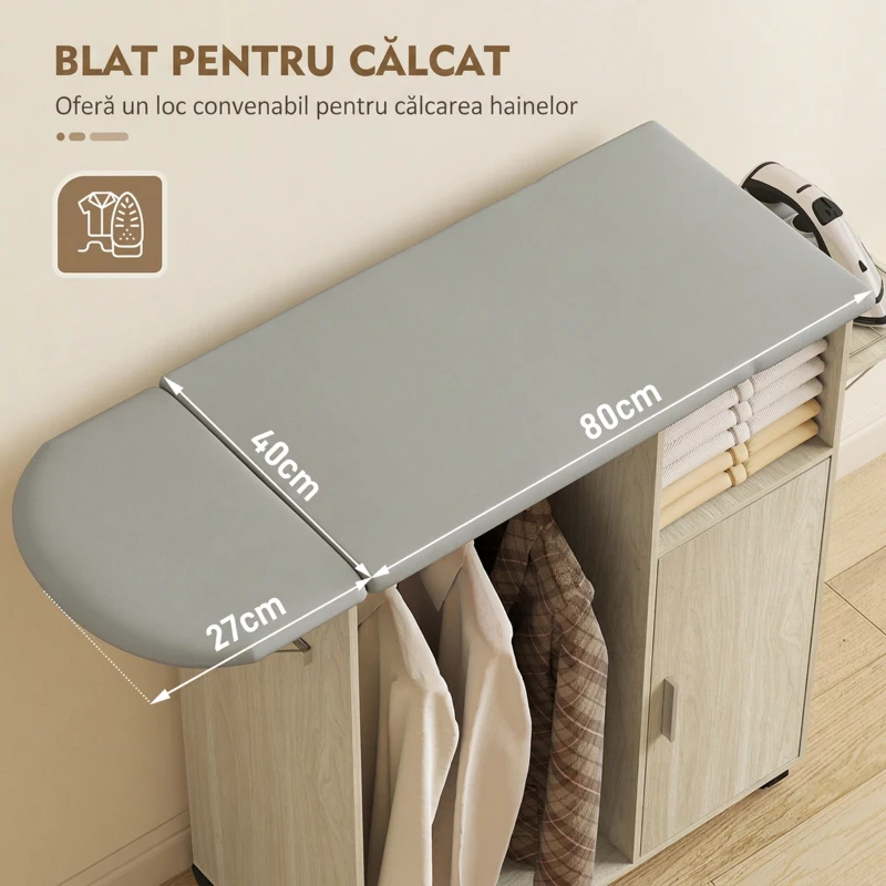 HOMCOM, Dulap cu Masă, 3 rafturi cubice și suport, din Material Textil cu Aspect de In,127x42.5x99 cm, Multicolor
