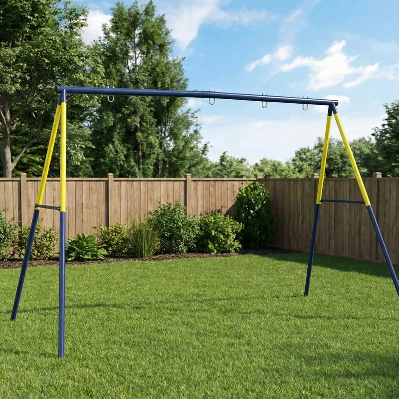 AIYAPLAY Structură pentru leagăn de grădină pentru copii cu vârsta între 3-8 ani, din oțel, 4 cârlige, 260x160x178 cm, albastru