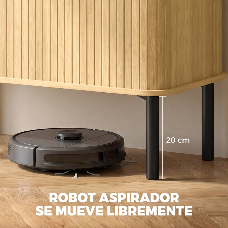 HOMCOM Zapatero de 5 Niveles con Puertas Correderas 4 Estantes Ajustables y Compartimentos Laterales Roble