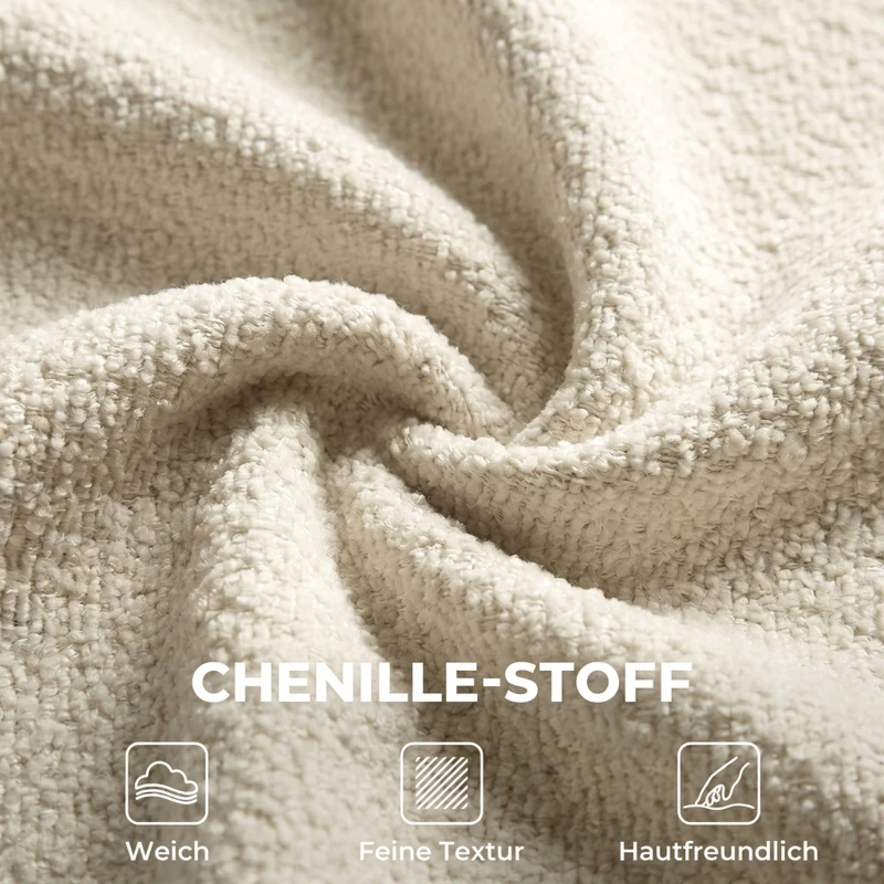 HOMCOM Modulares Ecksofa mit wendbarer Ottomane, wolkenweiches Chenille-Sofa in L-Form, breite Sitzfläche, cremeweiß
