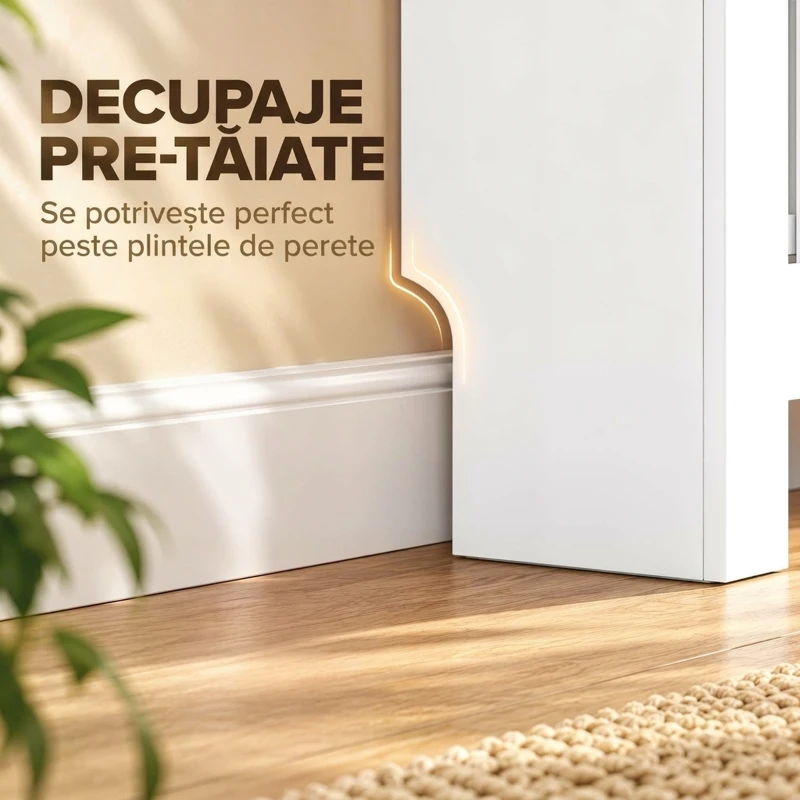 HOMCOM Mască pentru calorifer cu lamele și 3 polițe, acoperire modernă din MDF pentru living, 78x19x165 cm, alb