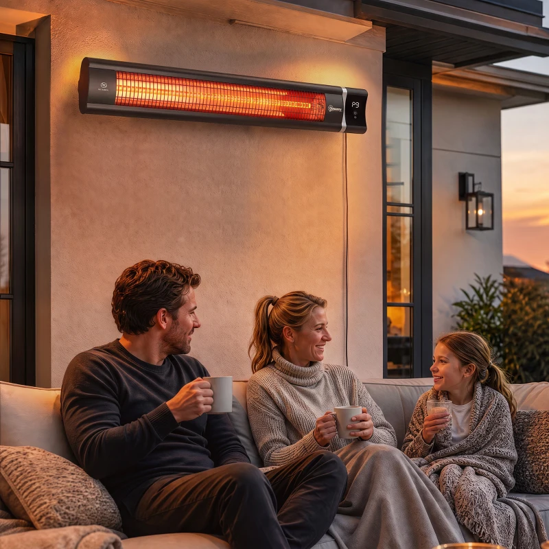 Outsunny Aquecedor Infravermelho Elétrico de Terraço 3000 W Mural IP65 9 Níveis Temporizador 24 h Preto