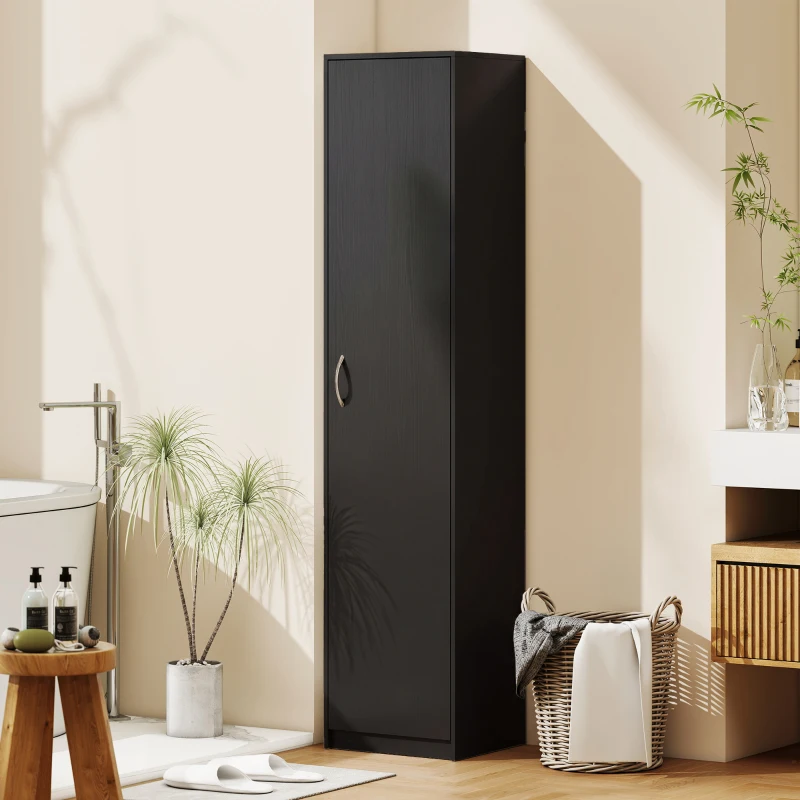 HOMCOM Armadio da Cucina Slim a 5 Ripiani con Spazio Interno Regolabile, in Legno, 40x35x180 cm, Nero