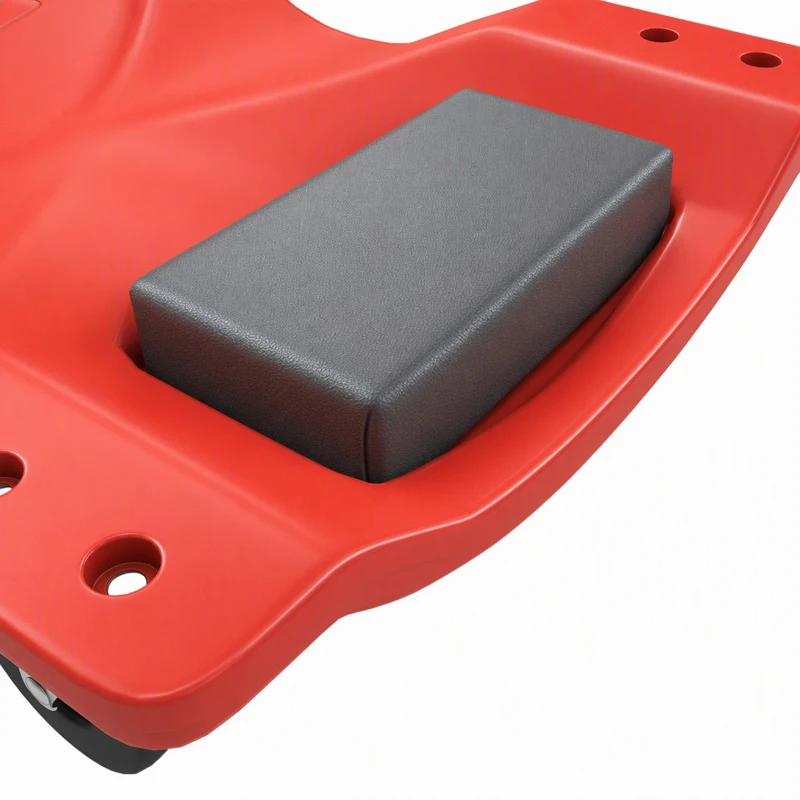 HOMCOM Low Profile Rolling Shop Creeper, Padded Headrest, Dual Tool Trays, 6 Swivel Casters, 150 kg, Red
