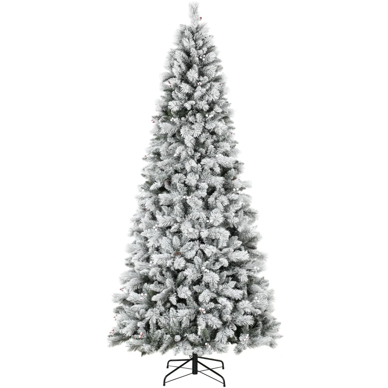 HOMCOM Künstlicher Weihnachtsbaum 270 cm mit 1507 Zweigen klappbarer Metallständer schneller Aufbau für Wohnzimmer Innen Weiß