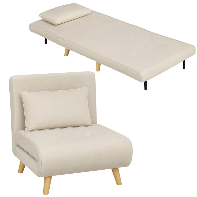 HOMCOM 2-in-1 fauteuil, relaxfauteuil en gastenbed, 72 x 78 x 79 cm, grijs