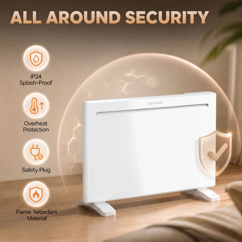 HOMCOM Smart Panel Heater Wall Mounted/Freestanding, Electric Heater with Weekly Timer, Open Window & Anti-Frost, 1500W, White