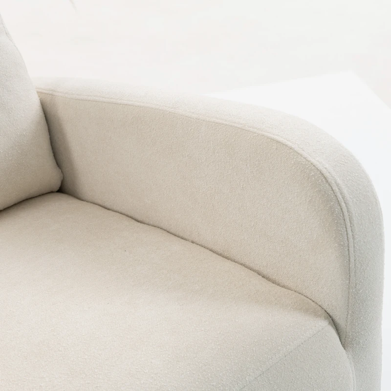 HOMCOM Upholstered Rocking Chair Retractable Footrest Rocker Chair High Back for Living Room Cream White