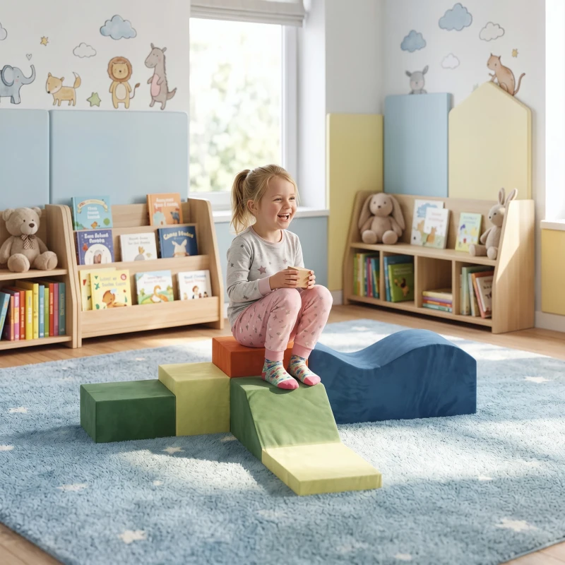 AIYAPLAY Conjunto de 6 Blocos de Espuma para Crianças, Blocos de Psicomotricidade Infantil com Base Antiderrapante, +1 Ano