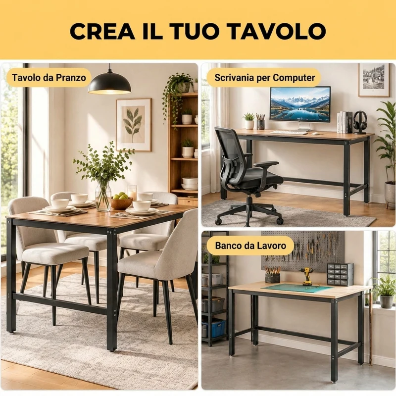 HOMCOM Telaio Gambe per Tavolo in Acciaio, Struttura Monopezzo, Stile Industriale, Portata 250 kg, 150x50x81.5 cm, Nero