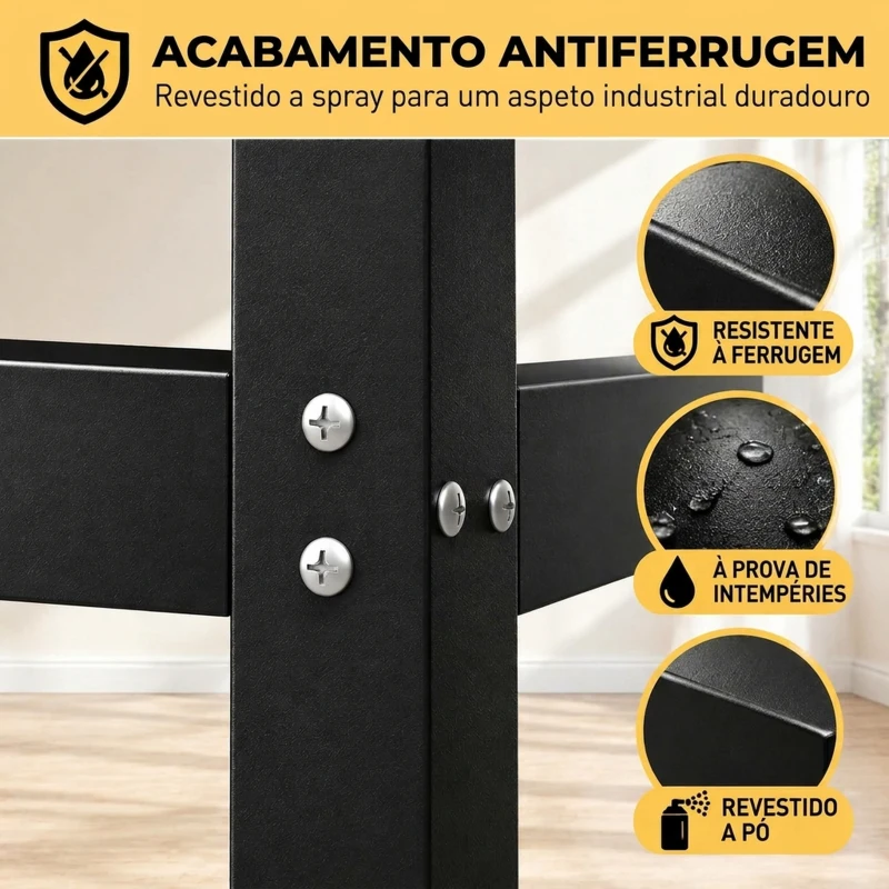 HOMCOM Estrutura de Pernas para Mesa em Aço com Pés Ajustáveis e Parafusos 150x50x81,5 cm Preto