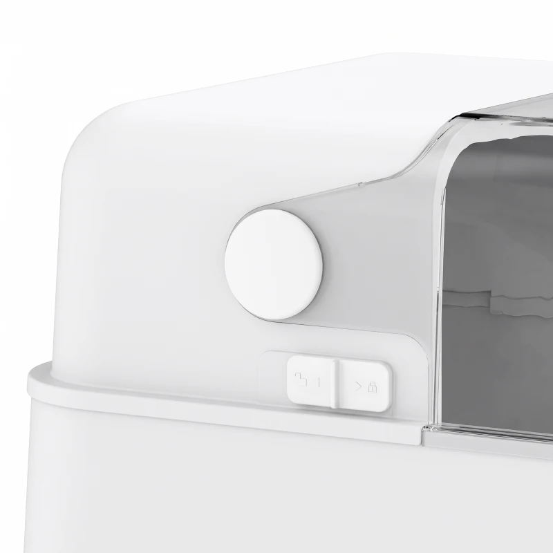 PawHut Bac à Litière pour Chat en Acier Inox avec Couvercle 3 en 1 Bords Hauts Pelle et Sacs Anti-Odeur XL 70x50x46cm Blanc