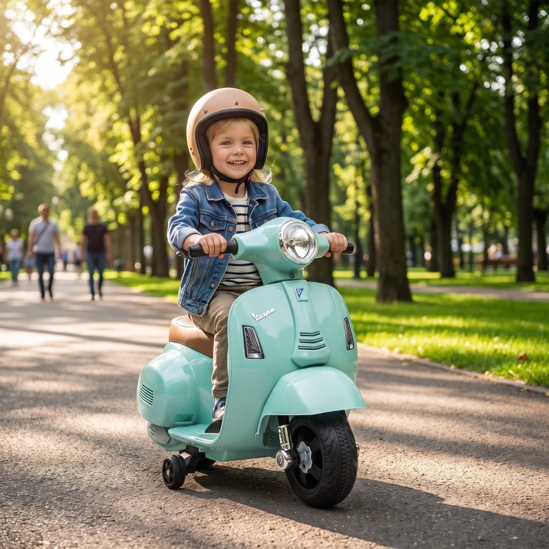 HOMCOM Vespa Licensed 6V Kids Electric Motorbike Ride On Motorcycle  Battery Powered for 18-36 Months with Horn, Green
