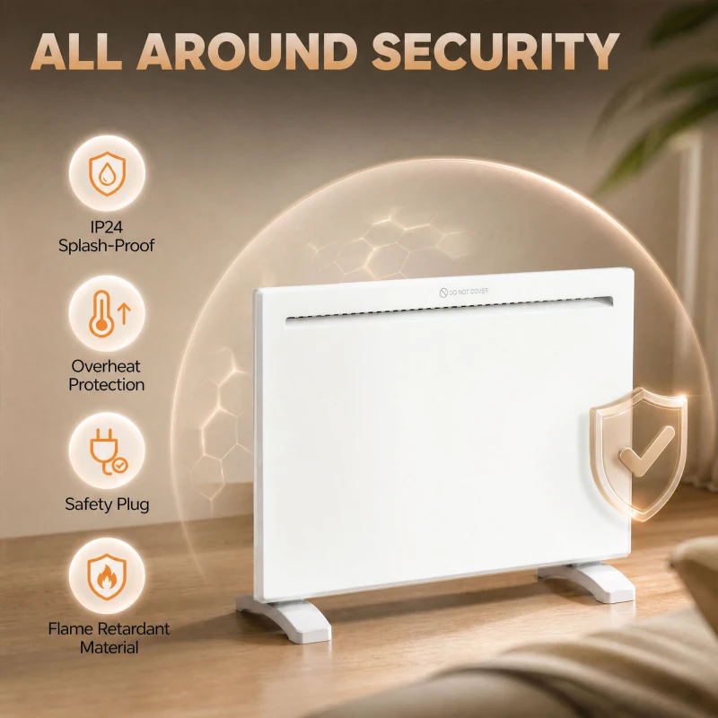 HOMCOM Smart Panel Heater Wall Mounted/Freestanding, Electric Heater with Weekly Timer, Open Window & Anti-Frost, 1000W, White
