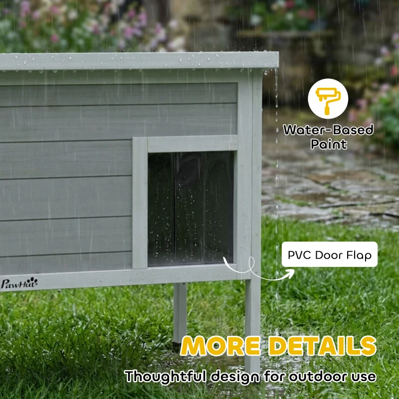 PawHut Outdoor Cat House, Insulated Cat Shelter with Insulated Liner, Waterproof Asphalt Roof, Escape Door, Opening Top
