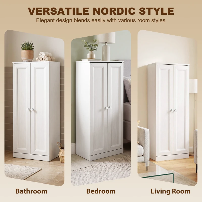 HOMCOM Narrow Bathroom Cabinet, Slim Storage Cabinet with 2 Doors & 4 Tiers, Freestanding Narrow Cupboard